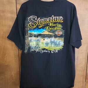Harley Davidson Mens T Shirt X Large Black Signature Perrysburg Ohio Graphic Tee